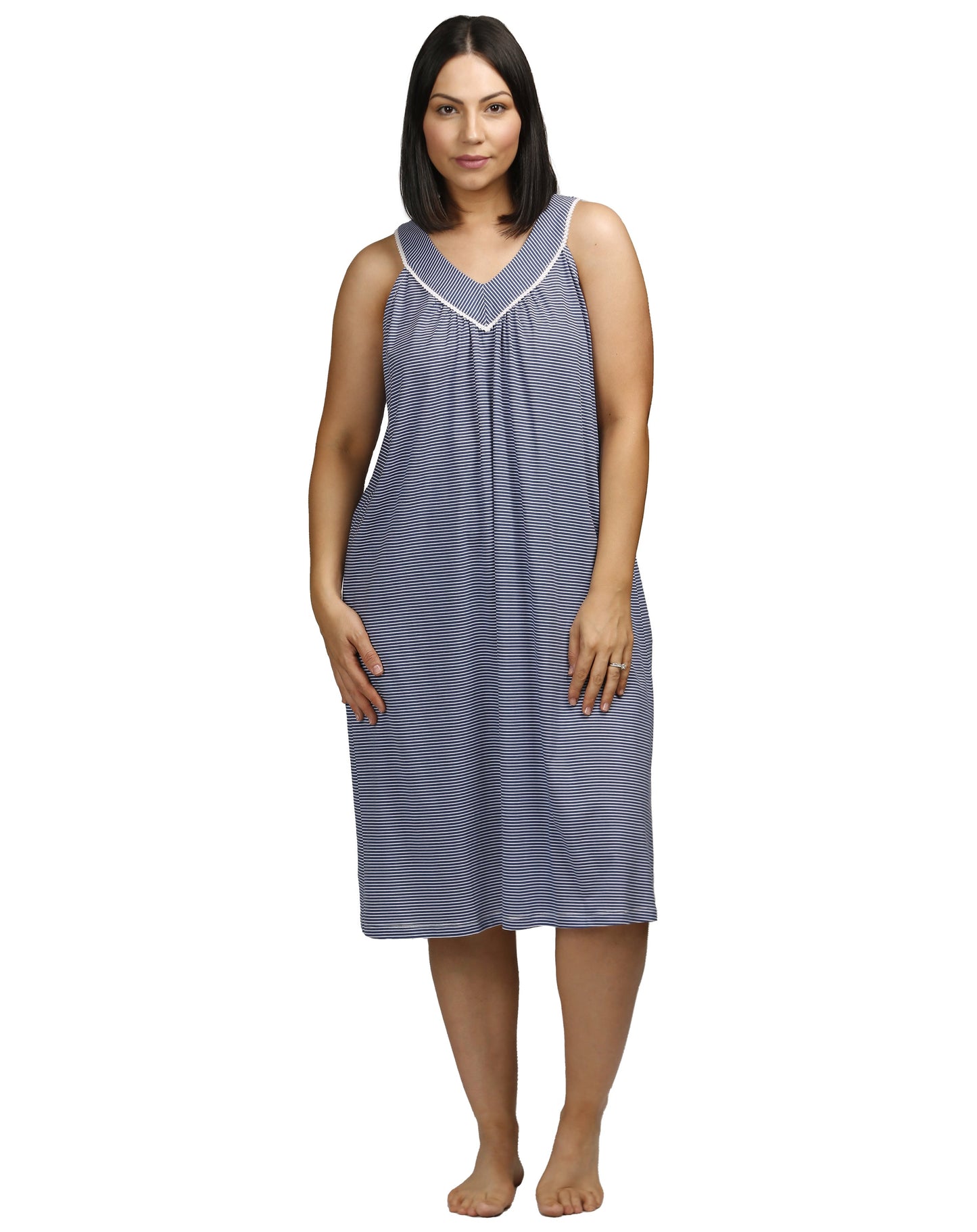 STRIPE SLEEVELESS NIGHTIE DENIM - SK409S