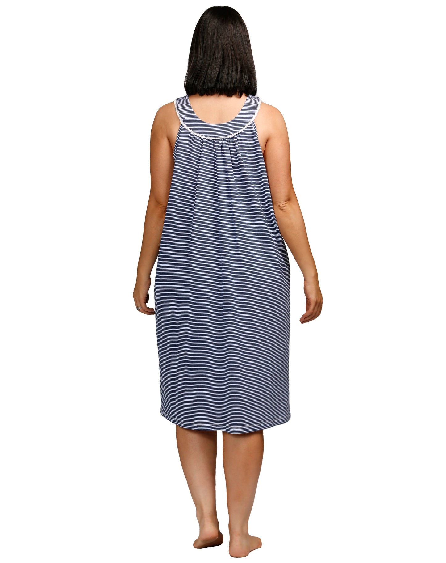 STRIPE SLEEVELESS NIGHTIE DENIM - SK409S