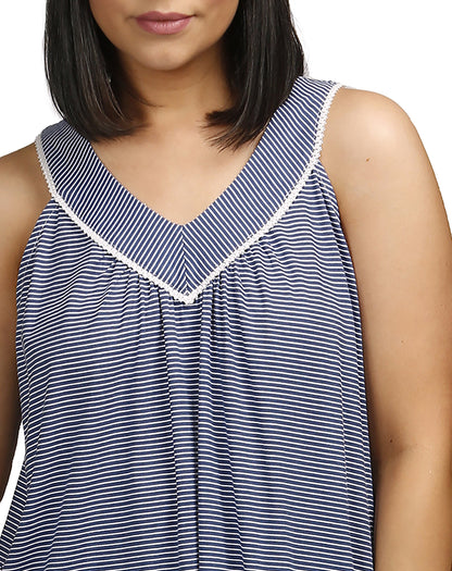 STRIPE SLEEVELESS NIGHTIE DENIM - SK409S