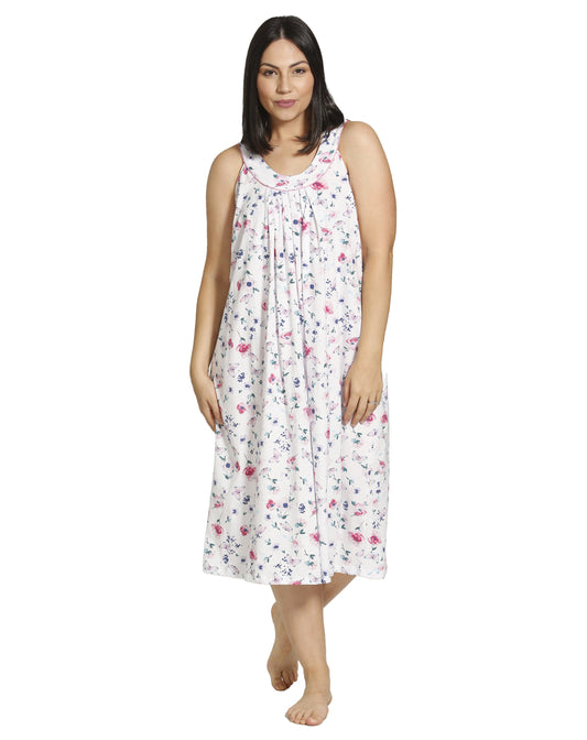 BUTTERFLIES SLEEVELESS NIGHTIE WHITE - SK410B