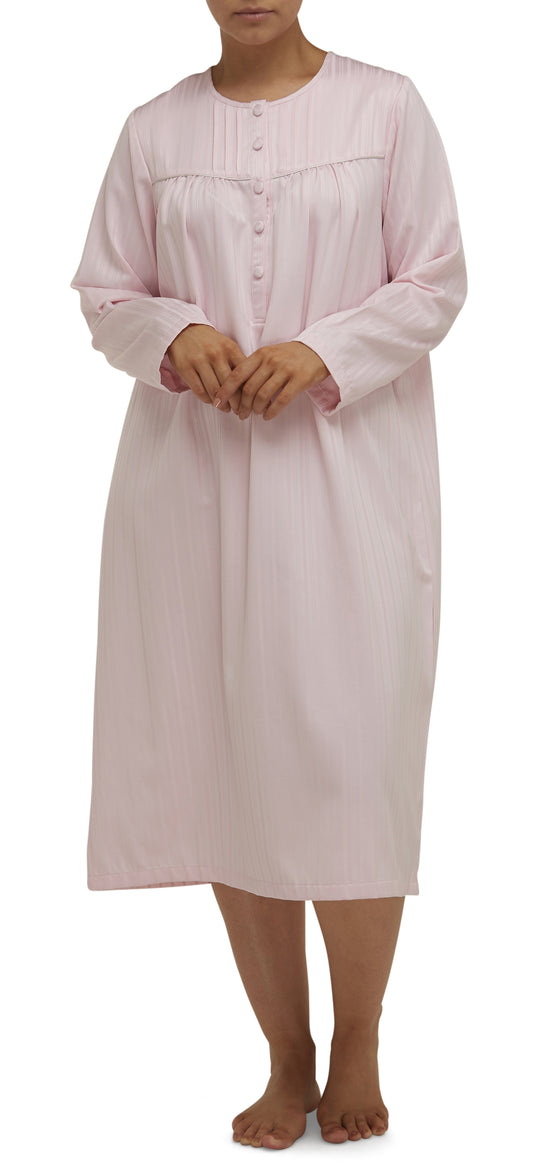 SATEEN PLEATED NIGHTIE / PINK -SK605S