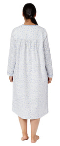 APPLE BLOSSOM PLEATED NIGHTIE BLUE - SK611A