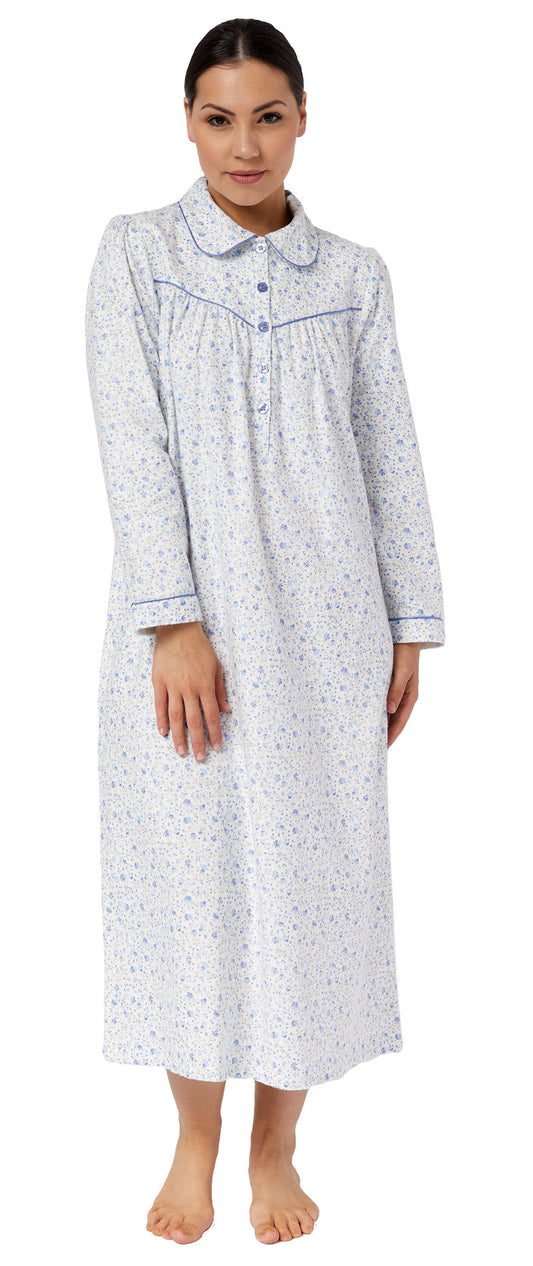 APPLE BLOSSOM COLLAR NIGHTIE BLUE - SK612A