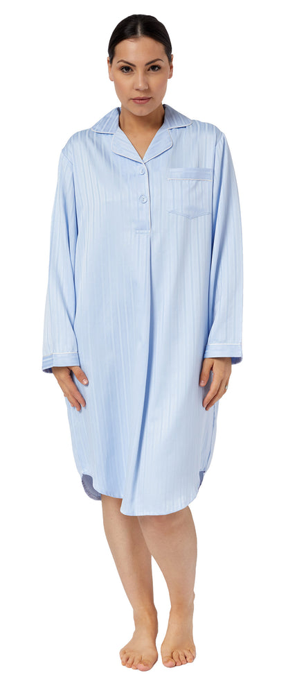 SATEEN NIGHTSHIRT  BLUE - SK613BS