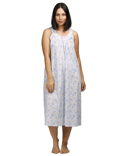 HIBISCUS SLEEVELESS NIGHTIE BLUE - SK805H