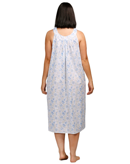 HIBISCUS SLEEVELESS NIGHTIE BLUE - SK805H