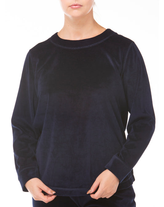 VELOUR TOP NAVY - Y103