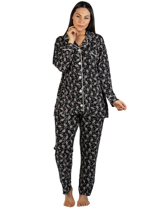 PAISLEY REVERE PJ SET BLACK - Y246P