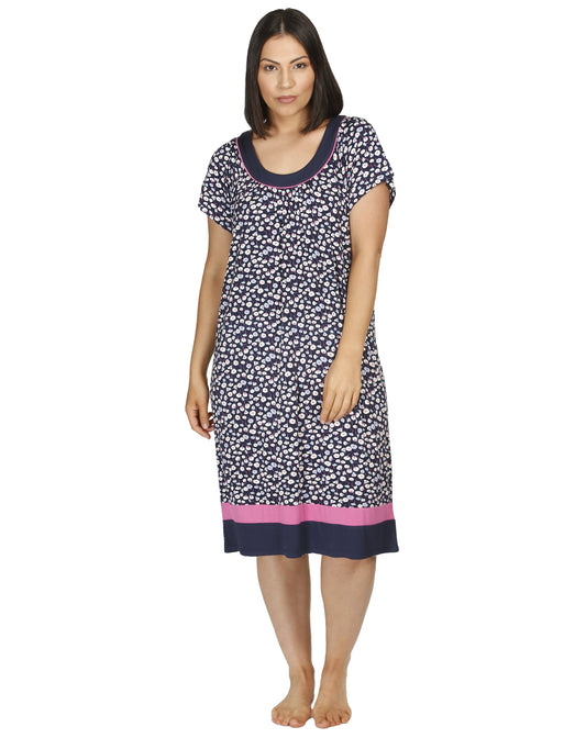 TULIP SPLICED NIGHTIE NAVY - Y304T