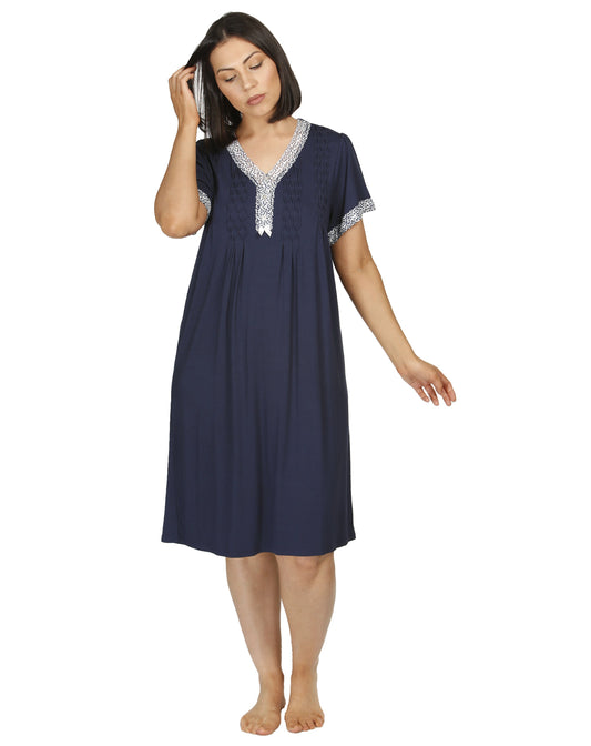 CONFETTI LACE NIGHTIE NAVY - Y312C