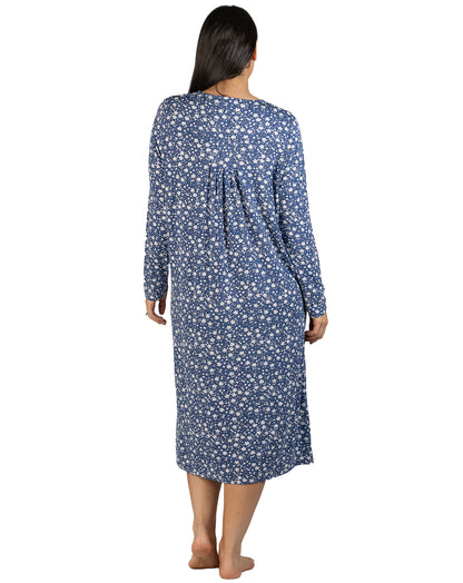 DITSY GROSGRAIN NIGHTIE STEEL BLUE - Y324DF