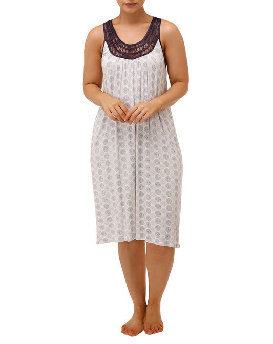 CIRCLE SLEEVELESS NIGHTIE EGGPLANT-Y336