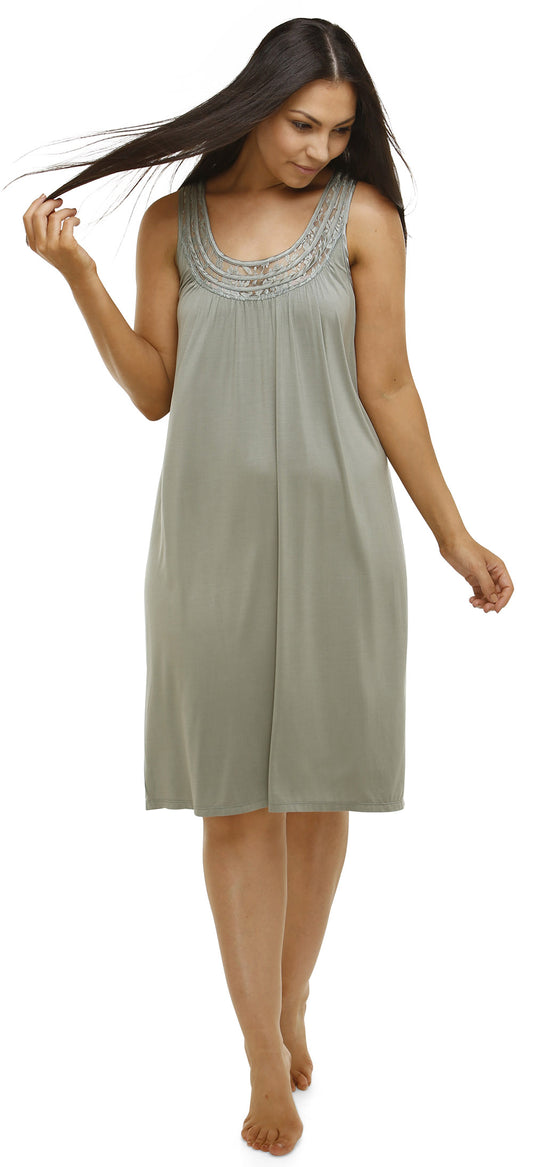 YUU SLEEVELESS LACE CHEMISE SAGE - Y362