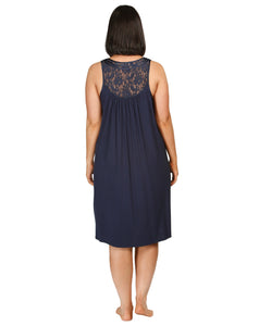 SLEEVELESS LACE CHEMISE NAVY - Y362