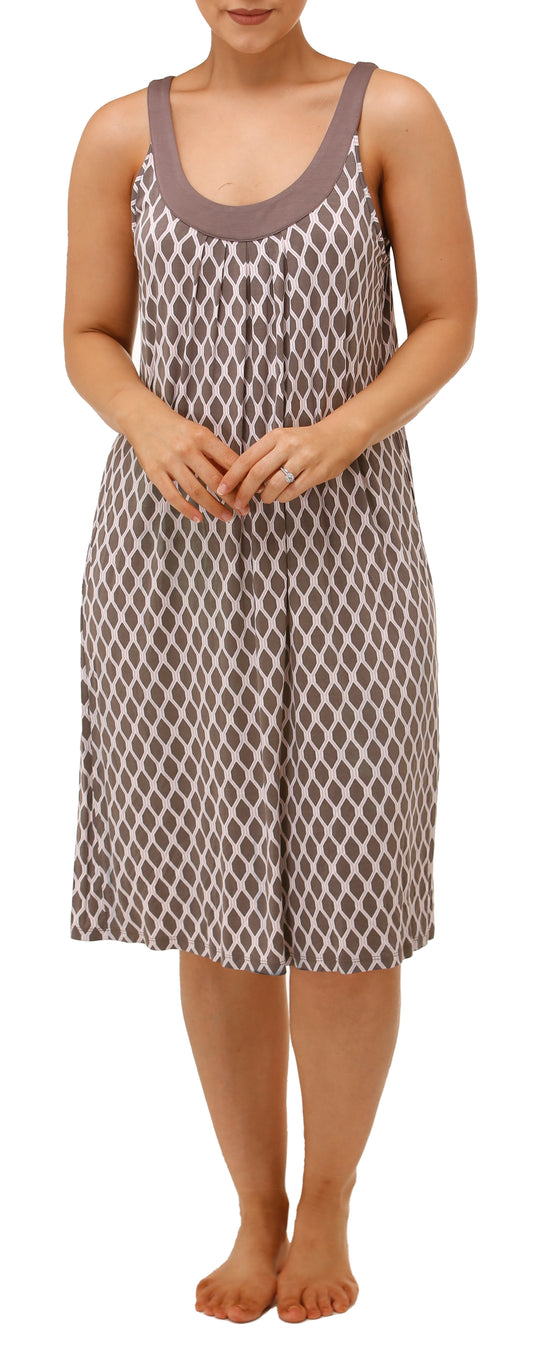 SLEEVELESS DIAMOND NIGHTIE LATTE - Y369