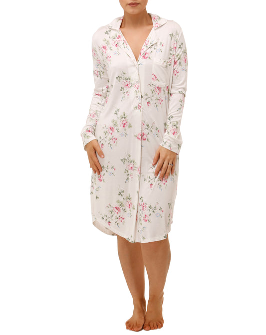 VINTAGE ROSE NIGHTSHIRT IVORY - Y385