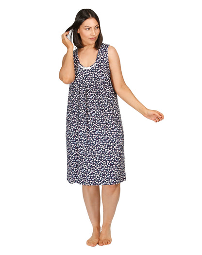 TULIP SLEEVELESS NIGHTIE NAVY - Y454T