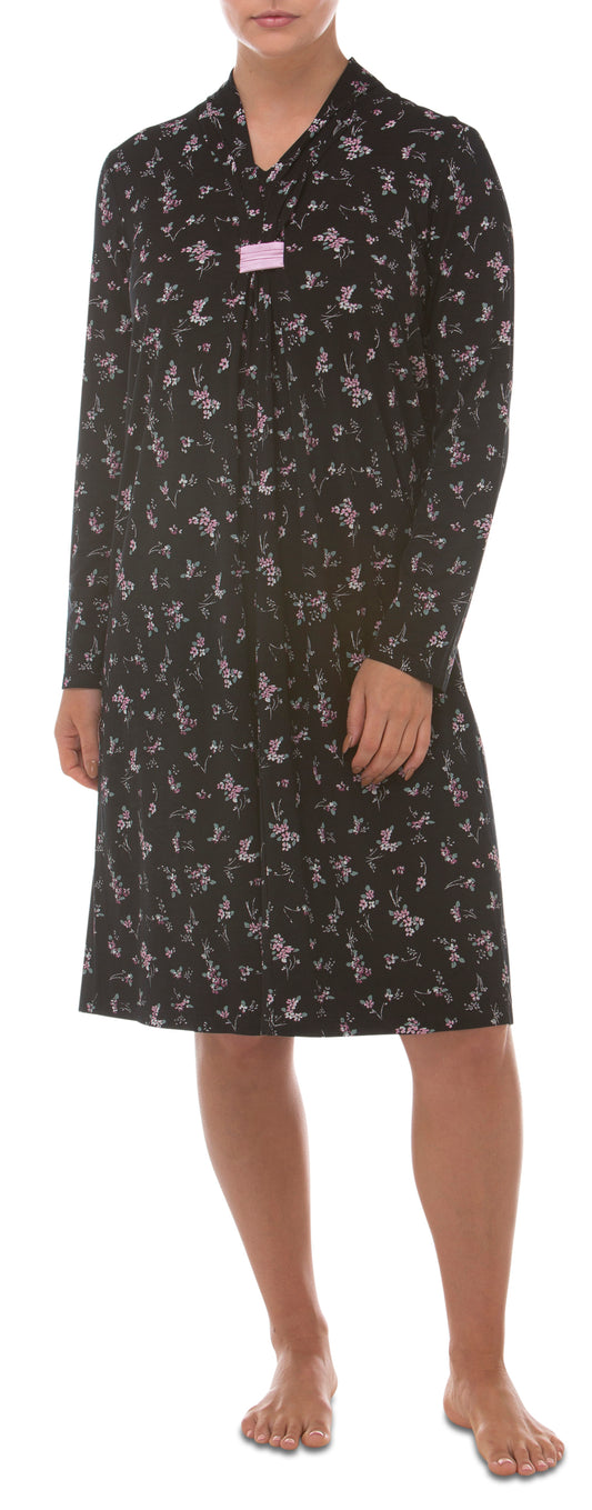 BOUQUET LONG SLEEVE DRESS BLACK - Y655