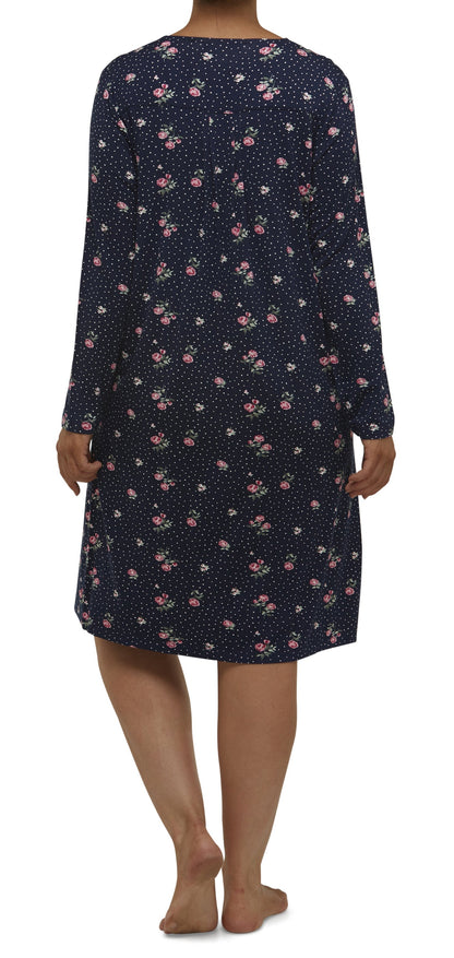 FLORAL SPOT NIGHTIE NAVY - Y682