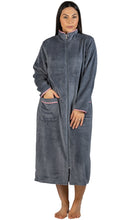 Load image into Gallery viewer, SATIN ZIP ROBE SLATE - Y801
