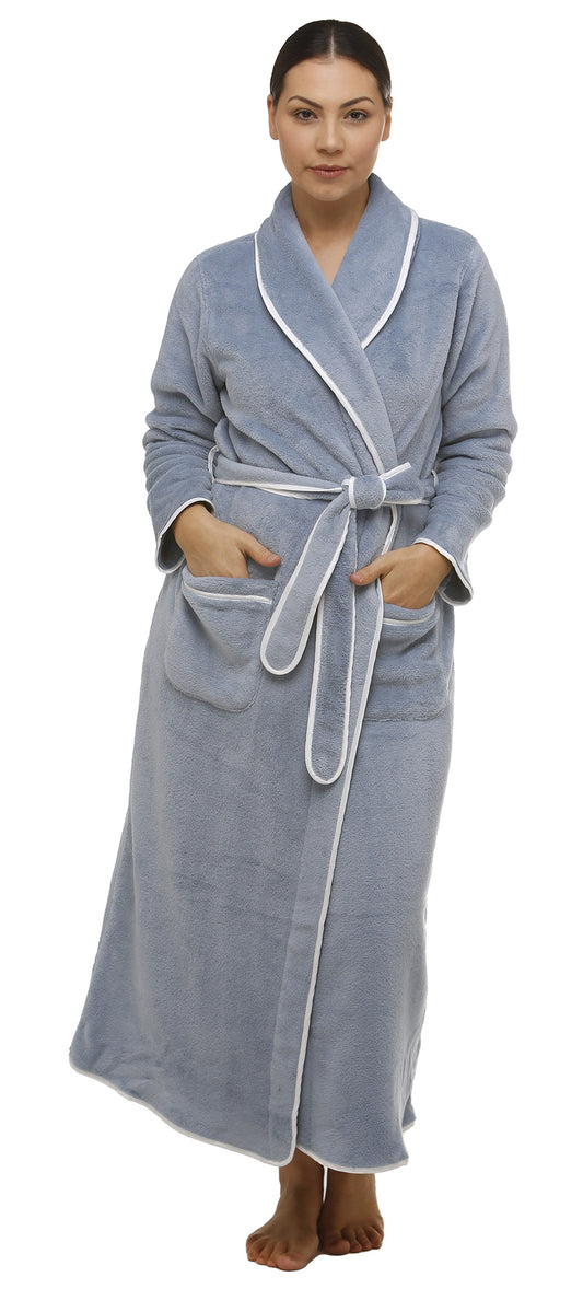 SATIN TRIM ROBE STORM BLUE - Y806