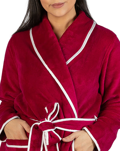 SATIN TRIM ROBE CHERRY - Y806