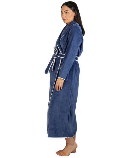 SATIN TRIM ROBE STEEL BLUE - Y806