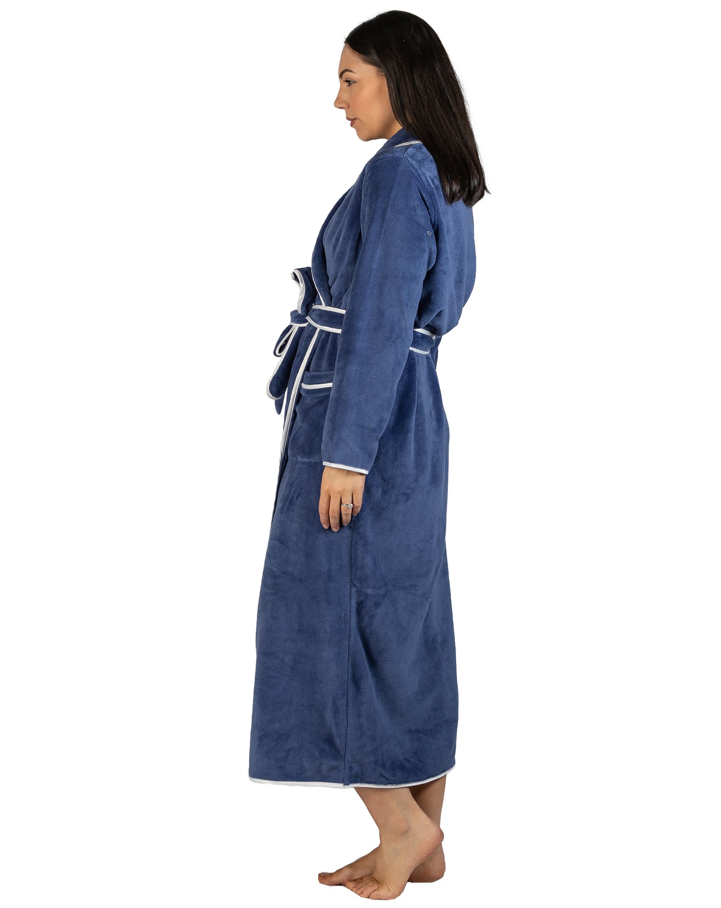 SATIN TRIM ROBE STEEL BLUE - Y806