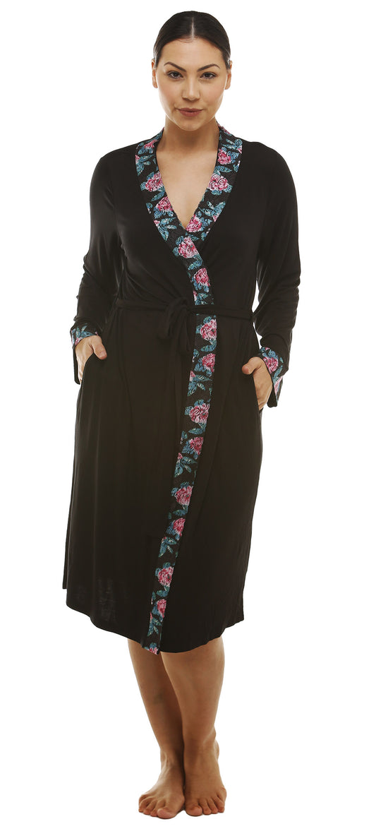 ROSE LACE ROBE BLACK - Y833